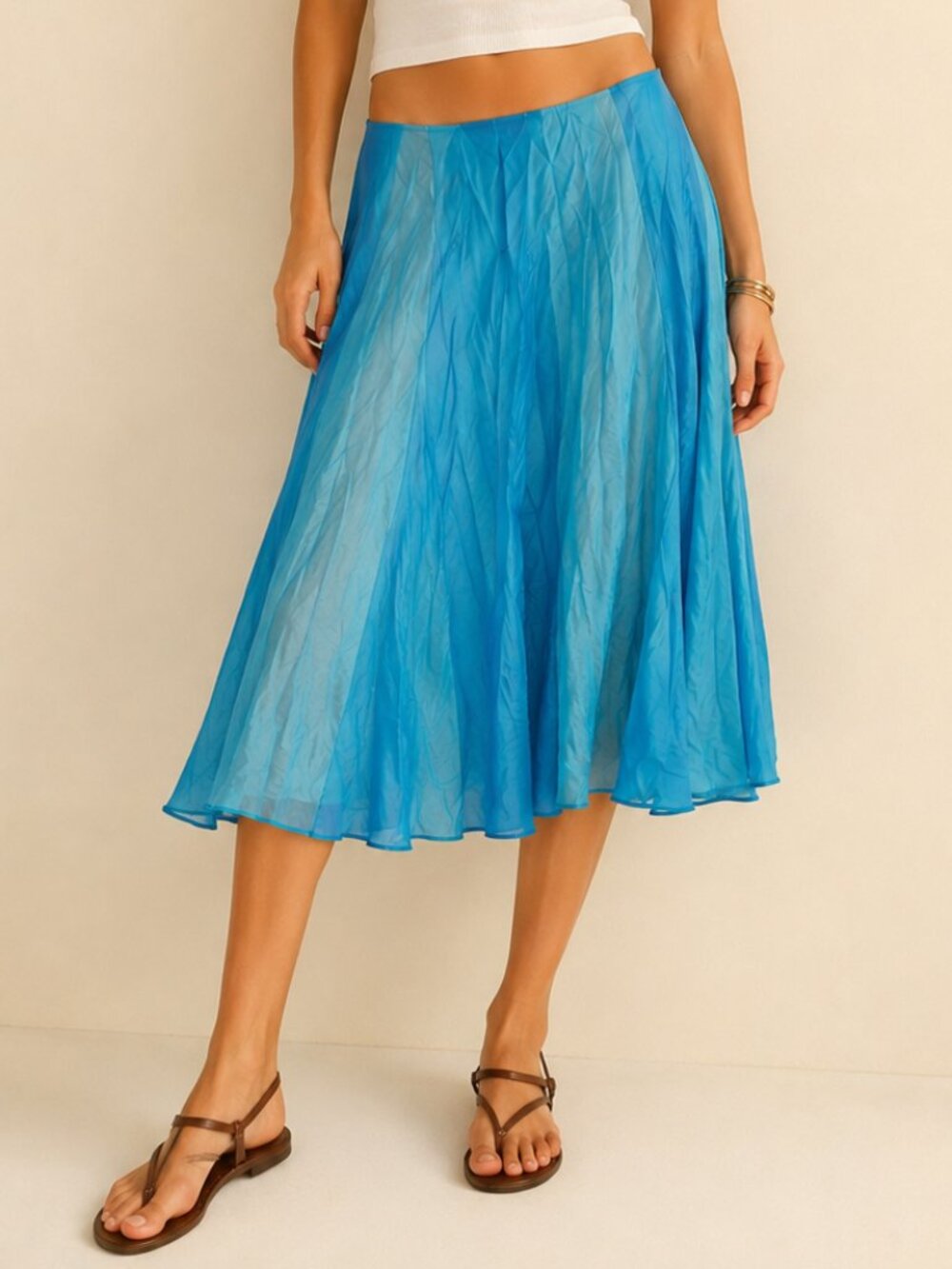 Ralph Lauren Blue A-Line Midi Skirt
